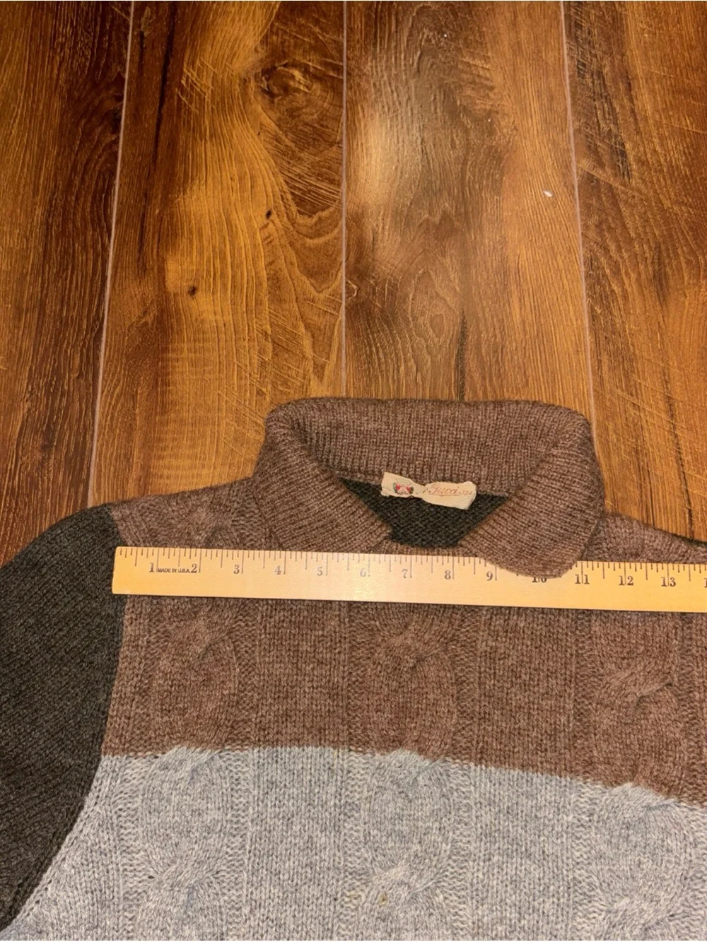 Vintage 70s Gucci Women's Brown & Gray Polo Sweater - Size Measured